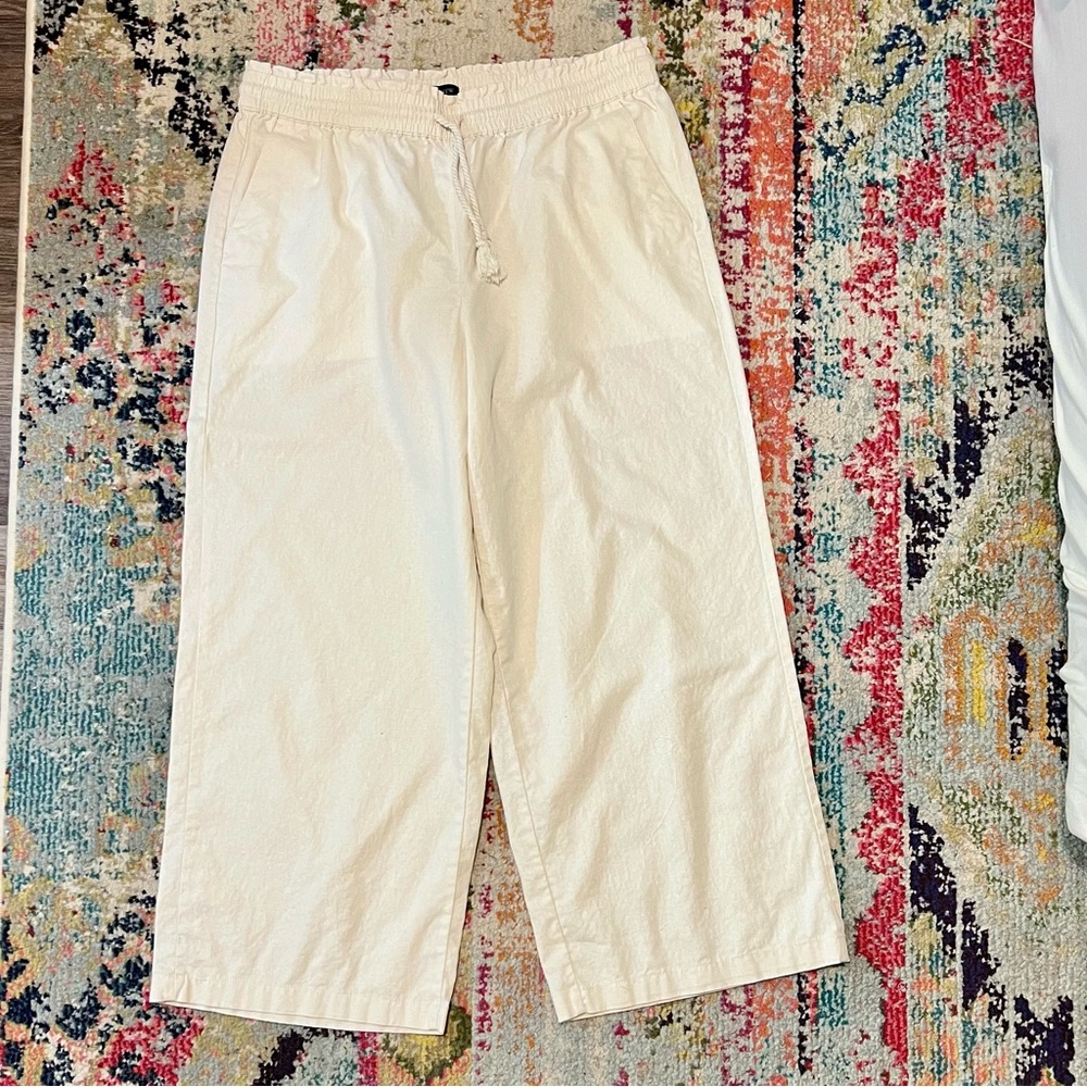 J. Crew Wide-Leg High Waist Linen Drawstring Pants
